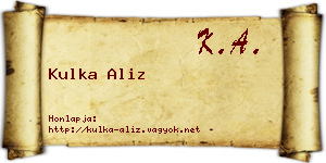 Kulka Aliz névjegykártya